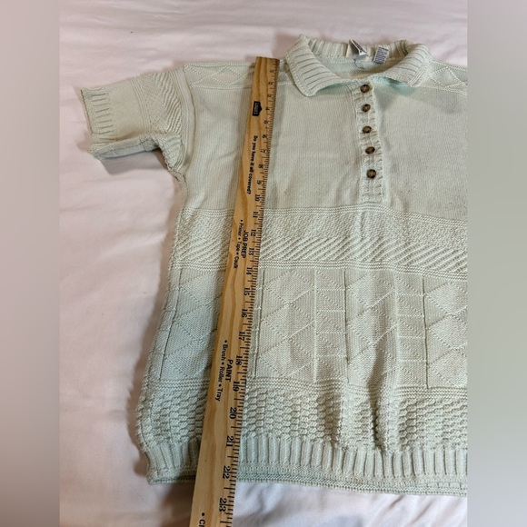 Women’s JG Hook Light Green Short-Sleeved Sweater - Size Medium - 100% Cotton - Picture 6 of 8